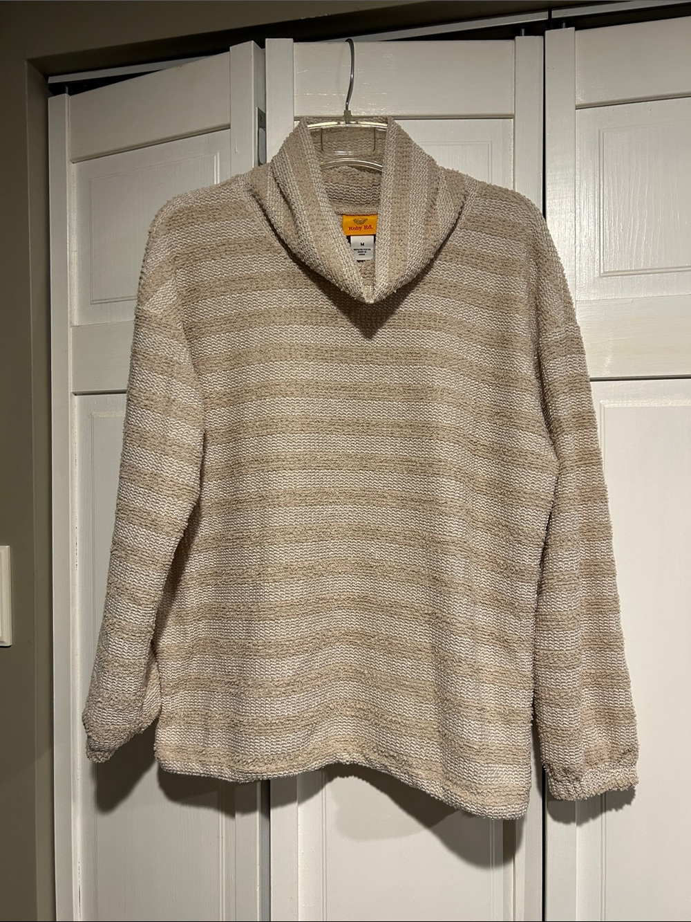Ruby Rd. Cream Textured Shawl Collar Sweater